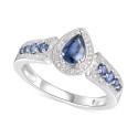 Sapphire (3/4 ct.) & Diamond (1/10 ct.) Pear Shaped Ring