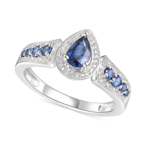 Sapphire (3/4 ct.) & Diamond (1/10 ct.) Pear Shaped Ring