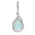 Opal (1-1/2 ct.) and White Sapphire (1/2 ct.) Drop Earrings