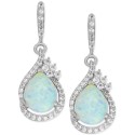 Opal (1-1/2 ct.) and White Sapphire (1/2 ct.) Drop Earrings