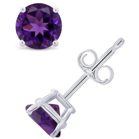 Amethyst (9/10 ct.) Stud Earrings in 14K White or Yellow Gold Amethyst (9/10 ct.) ...