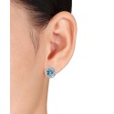 Blue Topaz (4-3/4 ct.) and White Topaz (1/4 ct.t.w.) Swirl Halo Stud Earrings