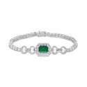 Emerald (1-3/8 ct.) & Diamond (3/4 ct.) Link Bracelet in 14k White Gold