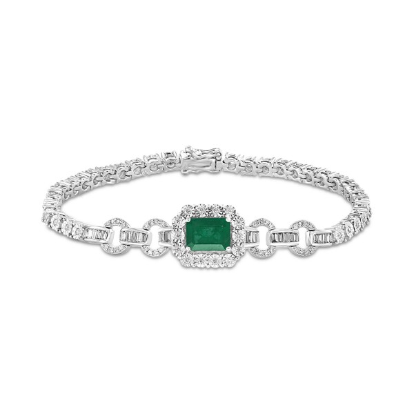 Emerald (1-3/8 ct.) & Diamond (3/4 ct.) Link Bracelet in 14k White Gold