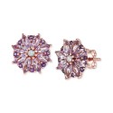 Multi-Amethyst (1-3/8 ct.) & Diamond Accent Flower Stud Earrings in 14k Rose Gold