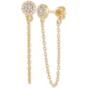 Cubic Zirconia Cluster Chain Drop Earrings in 14k Gold-Plated Sterling Silver