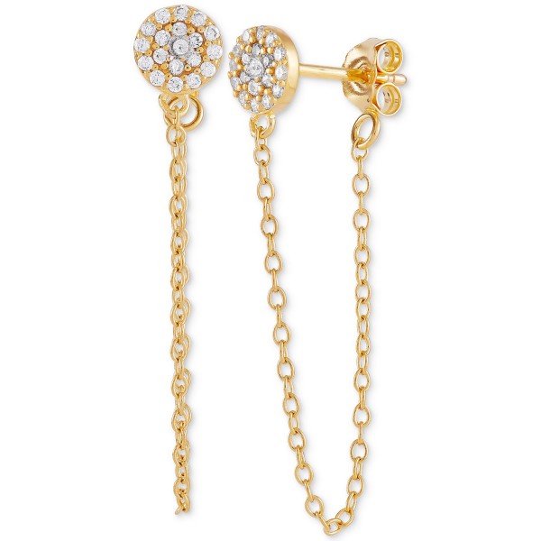 Cubic Zirconia Cluster Chain Drop Earrings in 14k Gold-Plated Sterling Silver