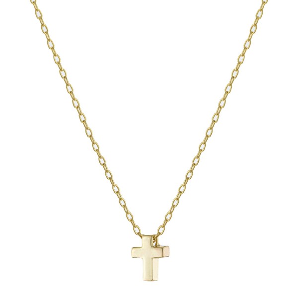 Small Polished Cross Pendant Necklace in 18k Gold-Plated Sterling Silver