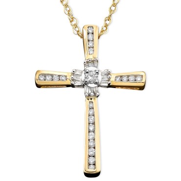 14k Gold Pendant, Diamond Cross (1/4 ct.) 14k Gold Pendant, Di...