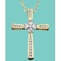 14k Gold Pendant, Diamond Cross (1/4 ct.)