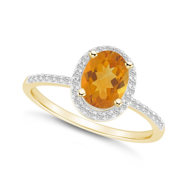 Citrine (1-1/5 ct.) and Created Sapphire (1/5 ct.) Halo Ring in 10K Yellow Gold