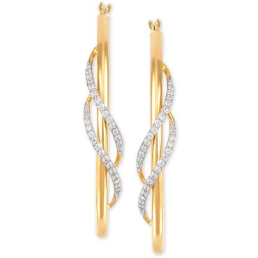 Diamond Twist Medium Twist Hoop Earrings (1/5 ct.) in 10k Gold, 1.5 Diamond Twist Medium...