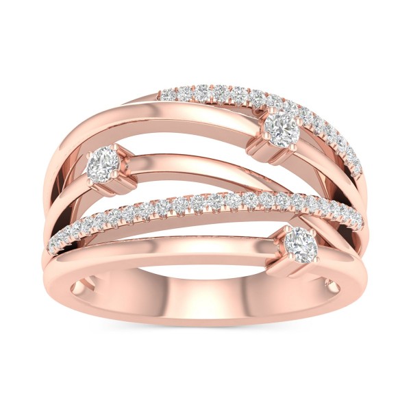 Diamond Multirow Crossover Statement Ring (1/3 ct.) in 10k Rose Gold