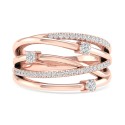 Diamond Multirow Crossover Statement Ring (1/3 ct.) in 10k Rose Gold