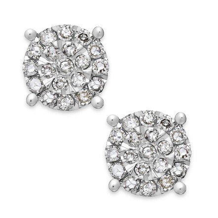 Diamond Cluster Stud Earrings (1/4 ct.) Diamond Cluster Stud...