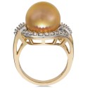 Cultured Golden South Sea Pearl (12mm) and Diamond (5/8 ct.) Ring in 14k Gold