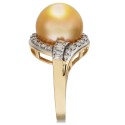 Cultured Golden South Sea Pearl (12mm) and Diamond (5/8 ct.) Ring in 14k Gold