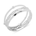 Silver-Tone 3-Pc. Set Crystal & Imitation Pearl Bangle Bracelets