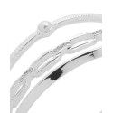 Silver-Tone 3-Pc. Set Crystal & Imitation Pearl Bangle Bracelets