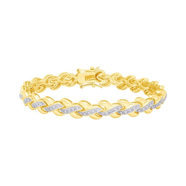 Diamond Accent Weave Bracelet in Fine Gold Plate or Fine Silver Plate