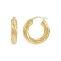 Twist Hoop Earrings in 14k Gold, 1 inch