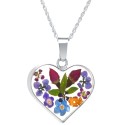 Heart Shape Dried Flower Pendant with 18