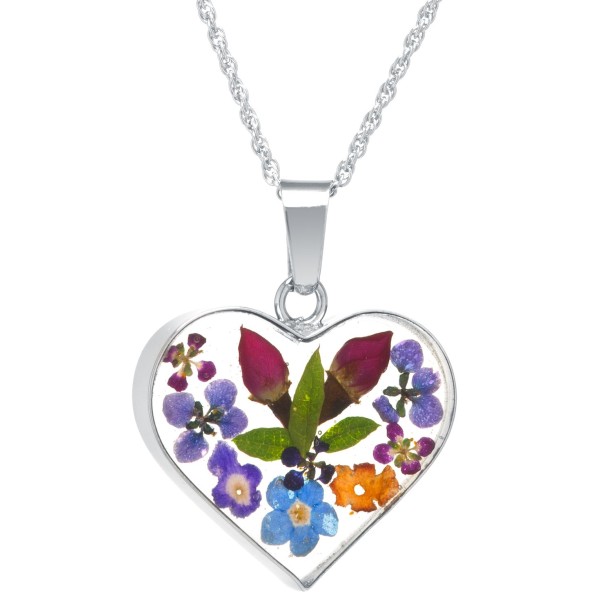 Heart Shape Dried Flower Pendant with 18