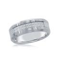 Brushed and Polished Double Row Silver Tungsten Ring