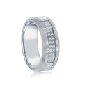 Brushed and Polished Double Row Silver Tungsten Ring