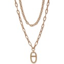 Gold-Tone Mixed Link Layered Pendant Necklace, 16