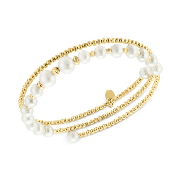 Cultured Freshwater Pearl (4-1/2 - 6mm) Coil Bracelet in 14k Gold