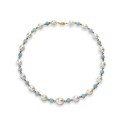 Blue Aquamarine (8mm), and Gold Beads (4mm) 18