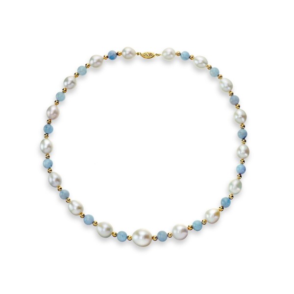 Blue Aquamarine (8mm), and Gold Beads (4mm) 18