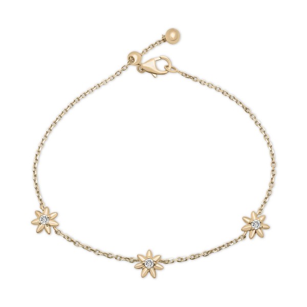 Diamond Flower Link Bracelet (1/6 ct.) in Gold Vermeil