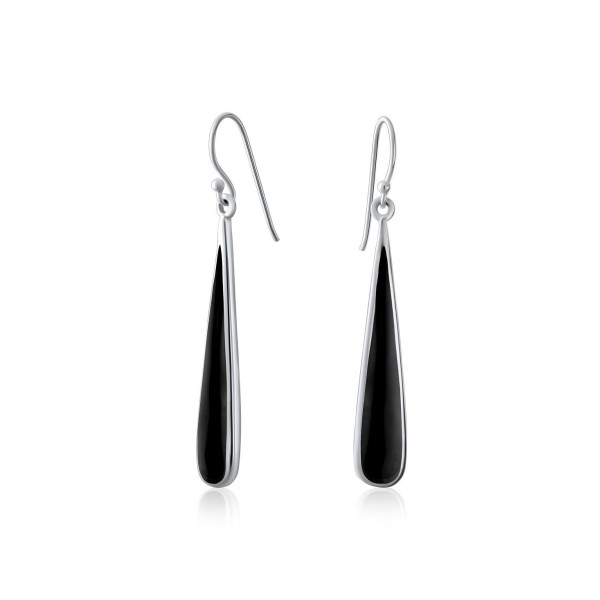 Long Flat Teardrop Shaped Dangle Earrings