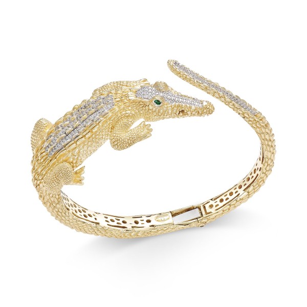 Diamond Crocodile Bypass Bracelet (1/2 ct.) in 14k Gold-Plated Sterling Silver