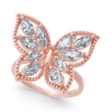 Crystal Butterfly 18K Rose Gold Plate Ring Crystal Butterfly 18...