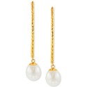 Cultured Freshwater Pearl (9-10mm) Threader Earrings in 14k Gold