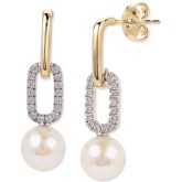 White Sapphire (1/5 ct.) Link Drop Earrings in 14k Gold-Plated Sterling Silver White Sapphire (1/5 ...