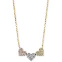 Diamond Pavé Triple Heart Pendant Necklace (1/4 ct.) in 14k Gold