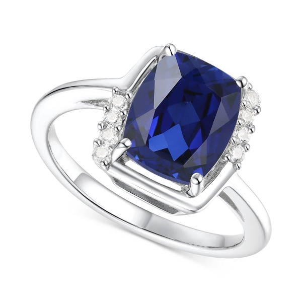 Blue Sapphire (3-7/8 ct.) & White Sapphire (1/6 ct.) Statement Ring