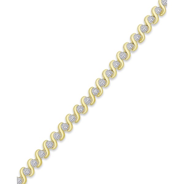 Diamond Accent Link Bracelet in Silver Plate, Rose Gold or Gold Plate