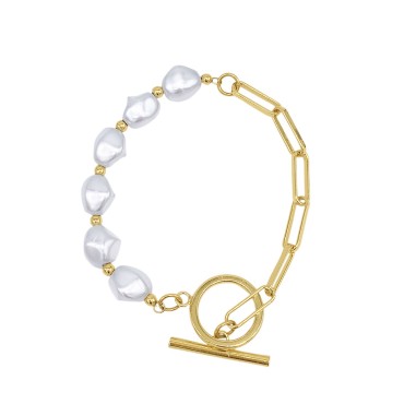 Chain Toggle Pearl Bracelet Chain Toggle Pearl B...