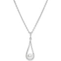 Freshwater Pearl (7mm) & Cubic Zirconia Open Teardrop 18