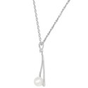 Freshwater Pearl (7mm) & Cubic Zirconia Open Teardrop 18