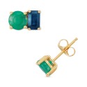 Emerald (1-1/20 ct.) & Sapphire (5/8 ct.) Stud Earrings in 14k Gold