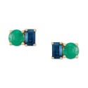 Emerald (1-1/20 ct.) & Sapphire (5/8 ct.) Stud Earrings in 14k Gold