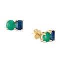 Emerald (1-1/20 ct.) & Sapphire (5/8 ct.) Stud Earrings in 14k Gold