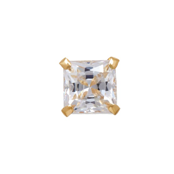 Cubic Zirconia Square Stud Earrings in 14k Gold