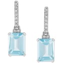 Aquamarine (1-3/4 ct.) & Diamond (1/20 ct.) Drop Earrings in 14k White Gold